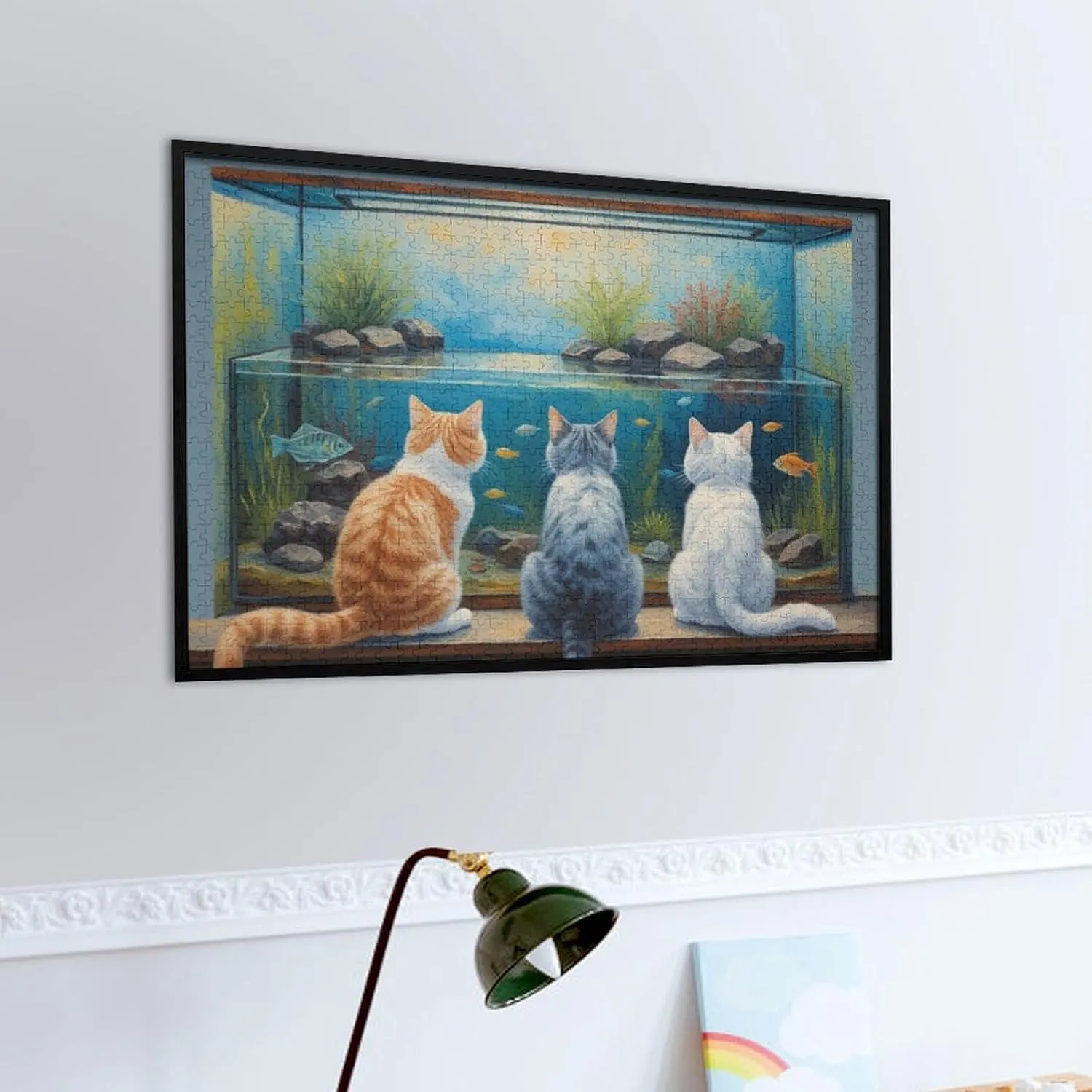 Cute Cat and Fish Unique Shaped Wooden Puzzle for Adults and Kids Birthday Gift Family Game 1000 Piece Jigsaw Puzzle for Adults Kids Great Gift for Family Friends