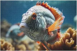 Cute Fish Near Coral Reef Jigsaw Puzzles Holiday Puzzles for Adults 500 Pieces Puzzles Educational Games Gift for Elders Family Friend Gift for Women Men 20.5x15 Inch