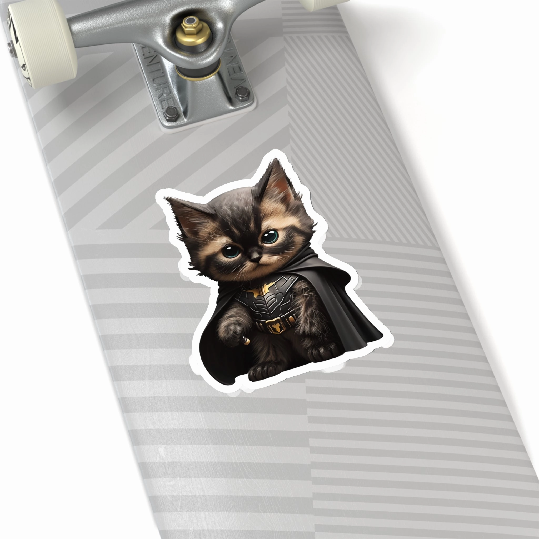 Cute and Fluffy Batcat Kitten Sticker - Ready to Take on the Bad Guys
