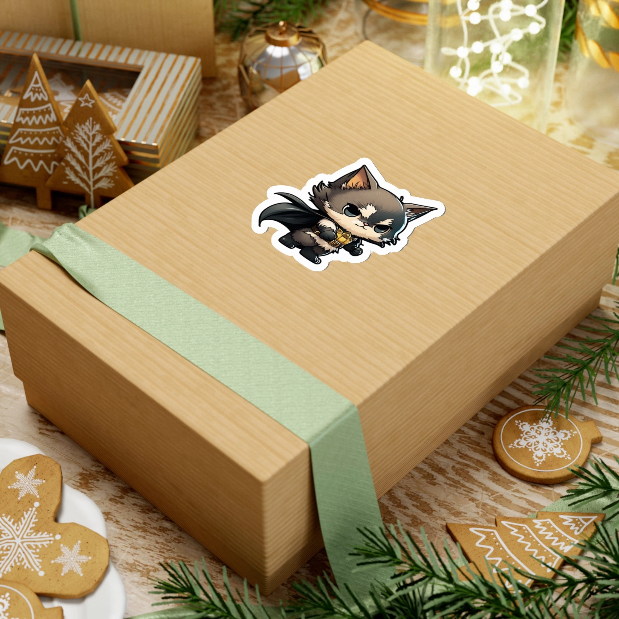 Cute and Fluffy Batcat Kitten Sticker - Ready to Take on the Bad Guys