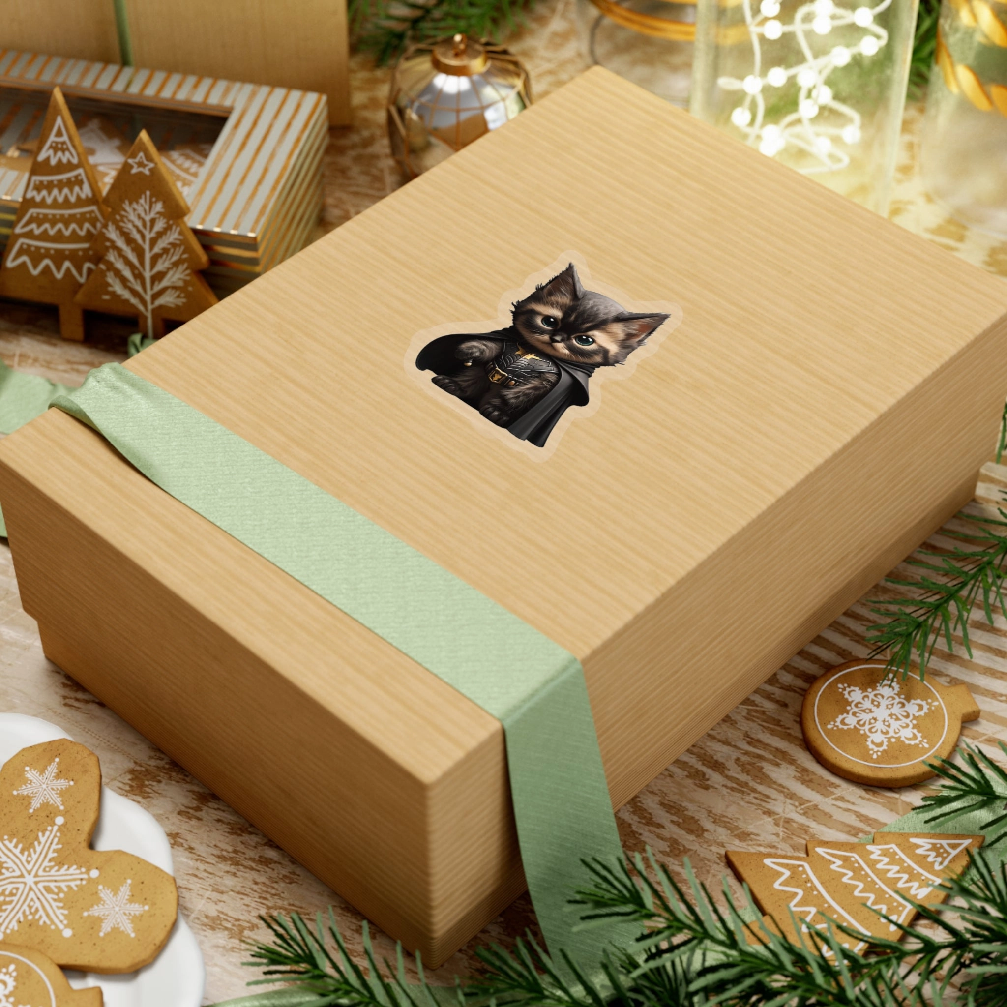 Cute and Fluffy Batcat Kitten Sticker - Ready to Take on the Bad Guys