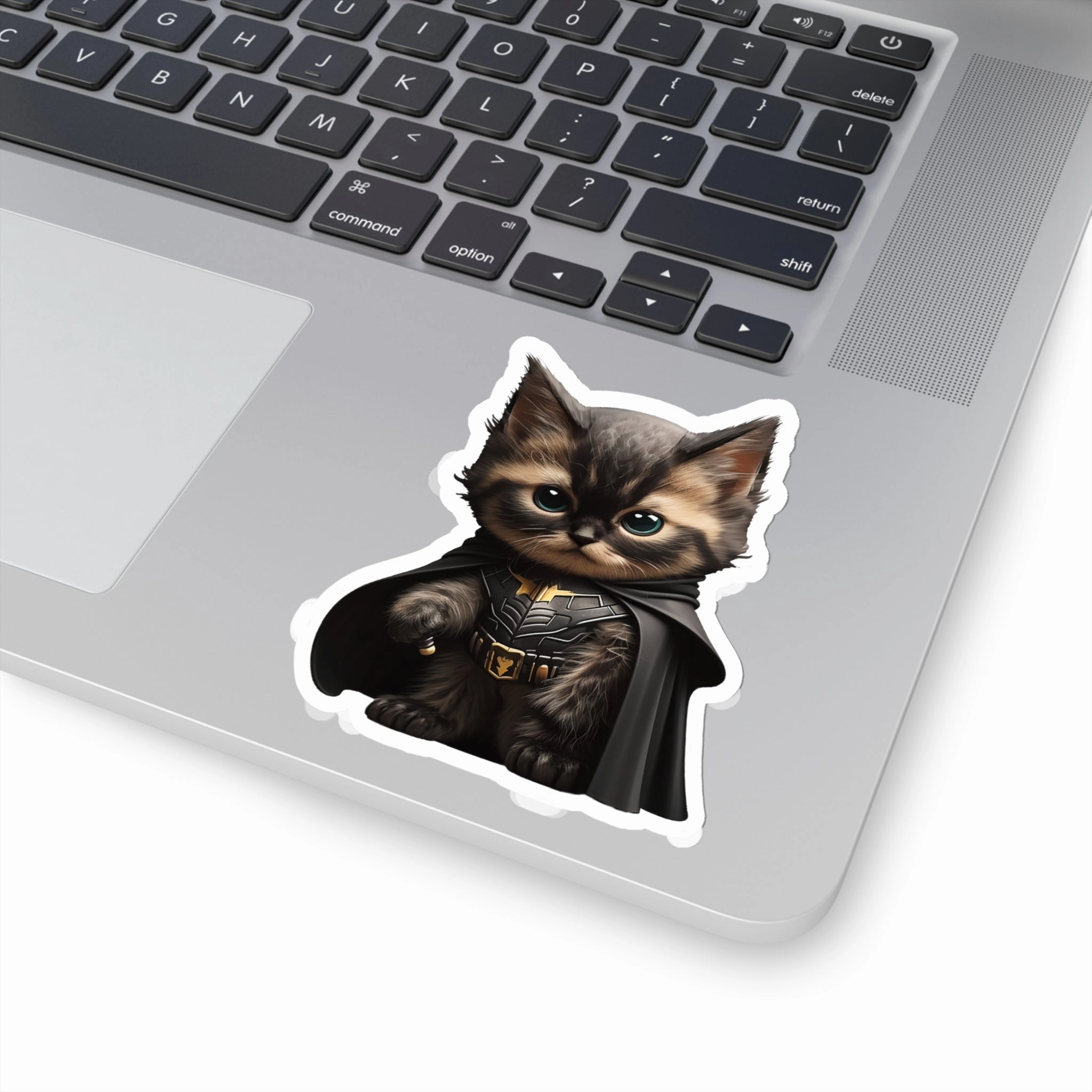 Cute and Fluffy Batcat Kitten Sticker - Ready to Take on the Bad Guys
