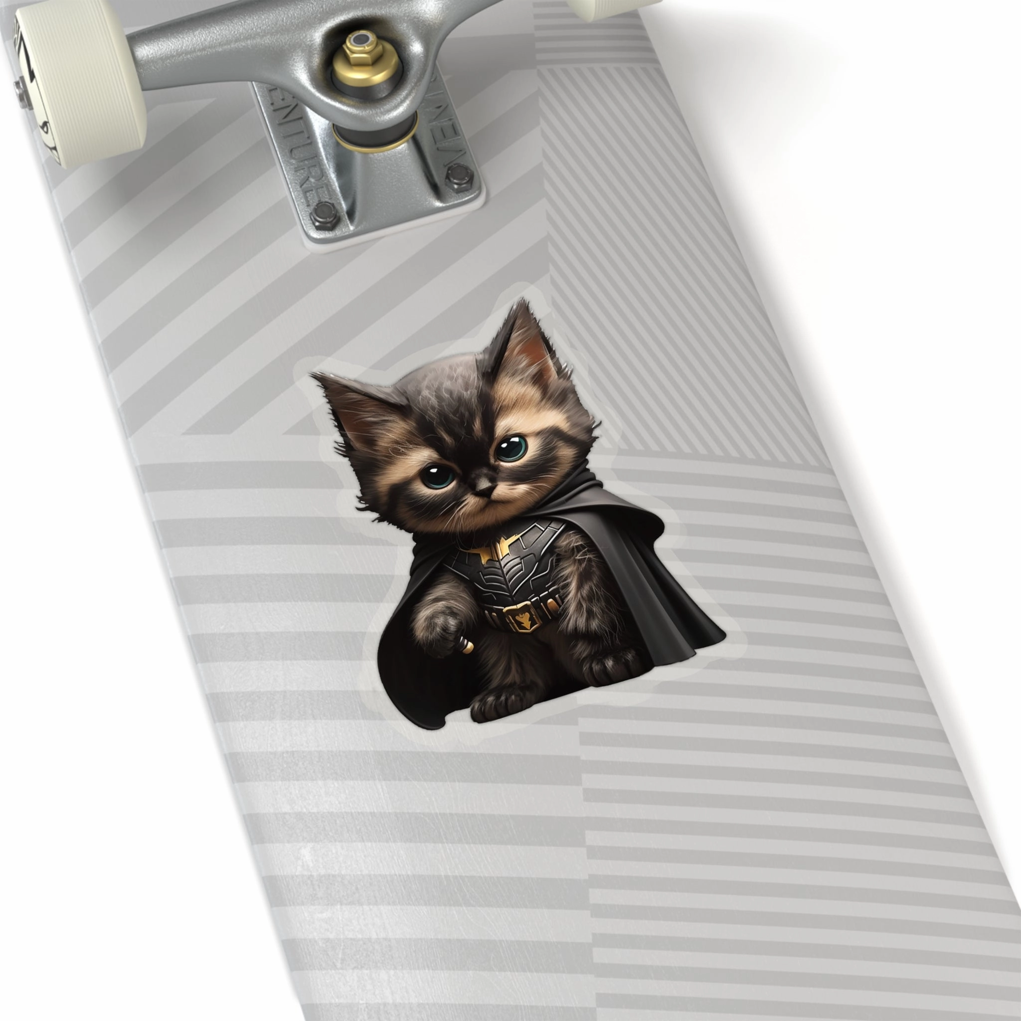 Cute and Fluffy Batcat Kitten Sticker - Ready to Take on the Bad Guys