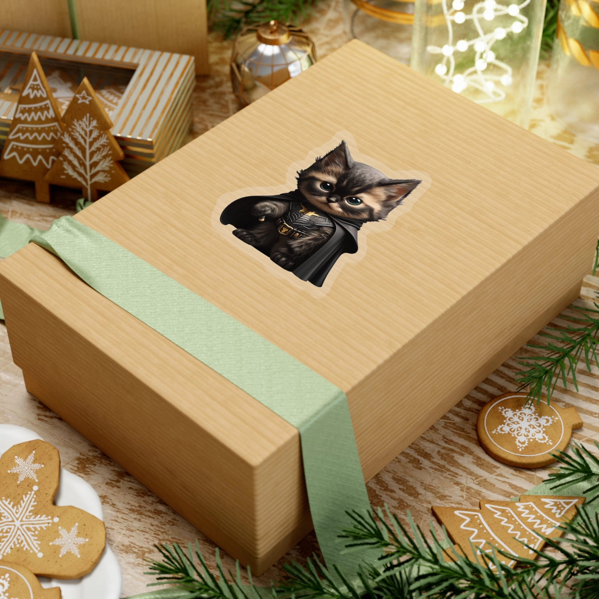 Cute and Fluffy Batcat Kitten Sticker - Ready to Take on the Bad Guys