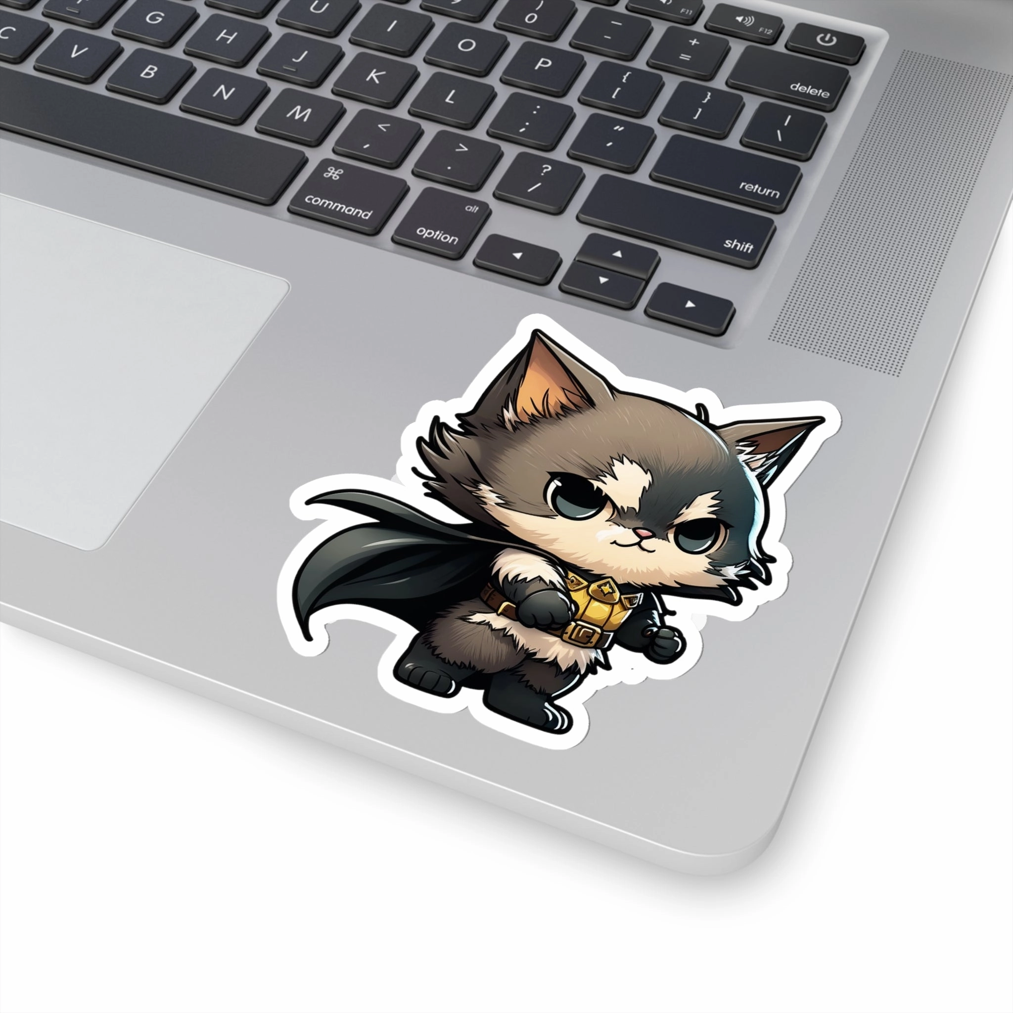 Cute and Fluffy Batcat Kitten Sticker - Ready to Take on the Bad Guys