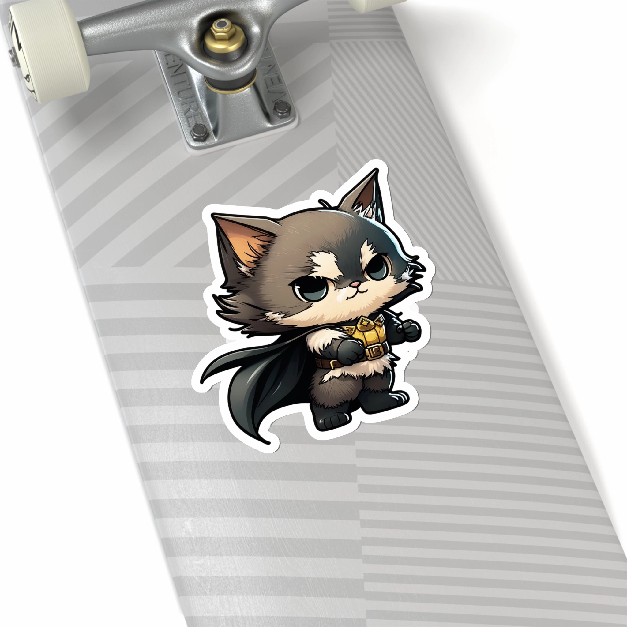 Cute and Fluffy Batcat Kitten Sticker - Ready to Take on the Bad Guys