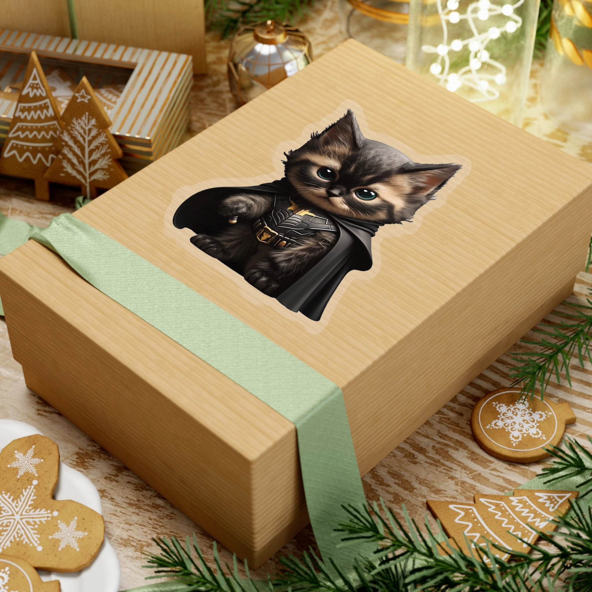 Cute and Fluffy Batcat Kitten Sticker - Ready to Take on the Bad Guys