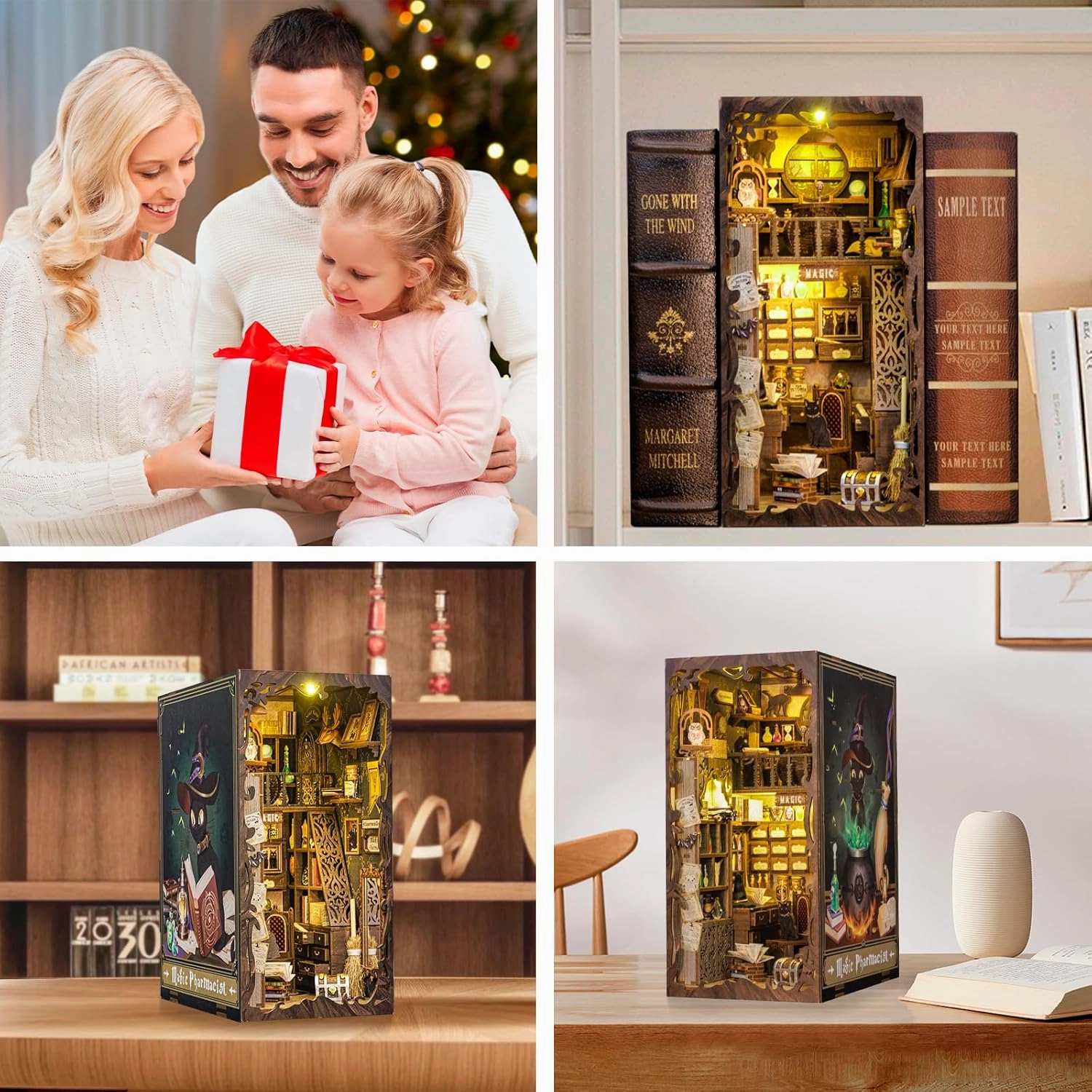 CUTEBEE Book Nook Kit, DIY Booknook Miniature House Tiny House 3D Wooden Puzzle Dollhouse Kit for Adults and Teens, Bookshelf Insert Decor, DIY Craft Gift Model Build