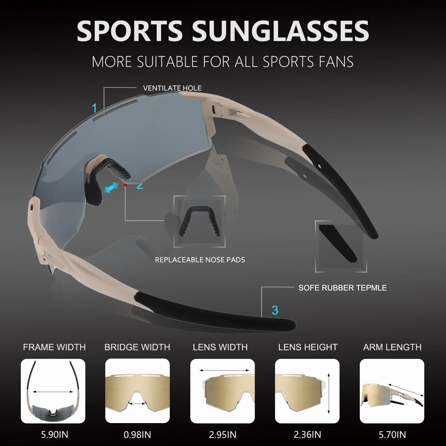 Cycling Sunglasses Polarized Sunglasses for Cycling Men Women with 1 Lens or 3 Interchangeable Lens Baseball Glasses