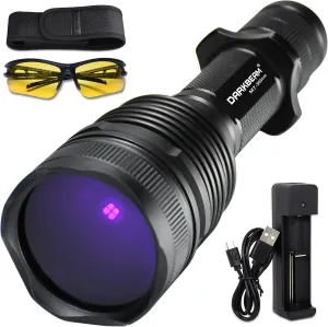 DARKBEAM 365nm UV Flashlight Black Light - 20W High Power Rechargeable, Powerful Woods Lamp Flashlights Ultraviolet with Filter - Detector for Leak & Pet Urine, Searching Rocks/Scorpion - Resin Curing