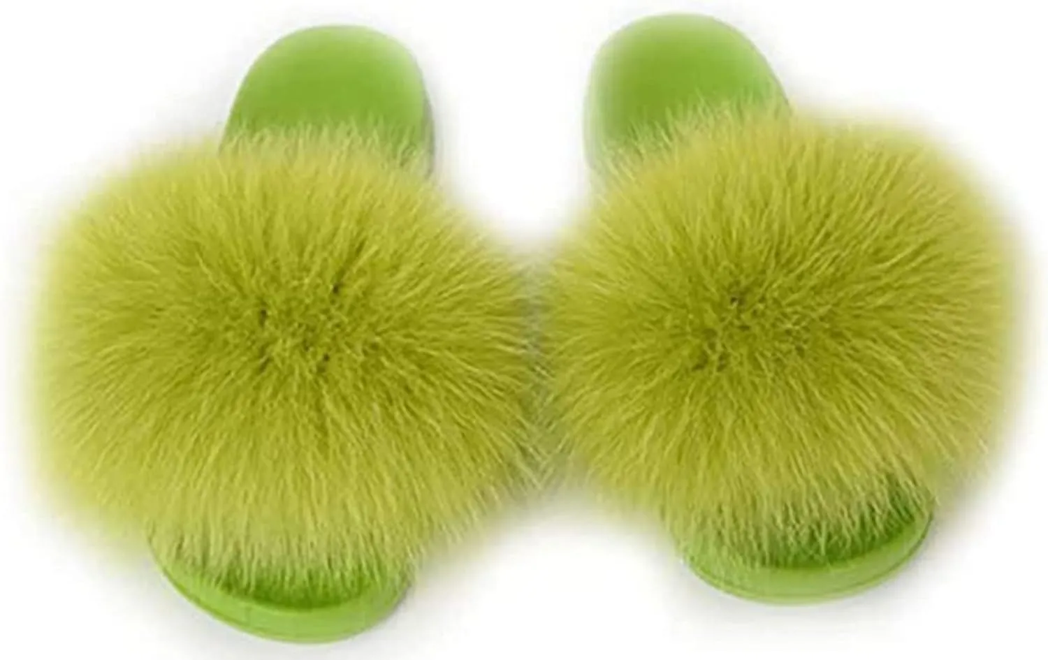 DAYISS Women Fox Fur Slippers Summer Colorful Feather Open Toe Slip On Sandals