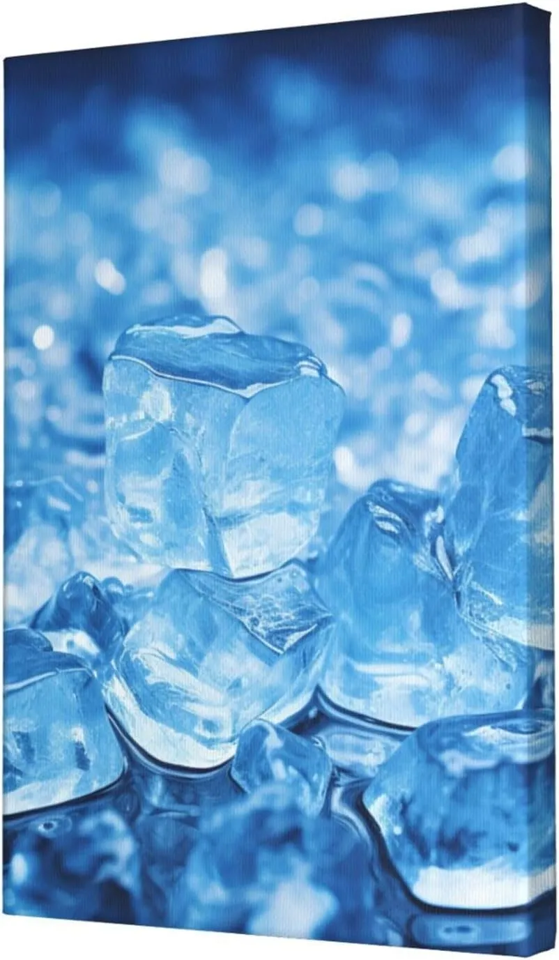 Decorative Painting for Wall Art Canvas Painting Posters Aesthetic Blue ice cube background Painting for Living Room Wall Decor Posters Hang Pictures for Room Bedroom
