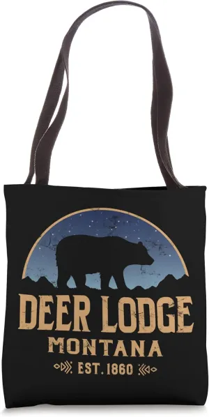 Deer Lodge Montana MT Big Sky Country Bear & Mountains Tote Bag