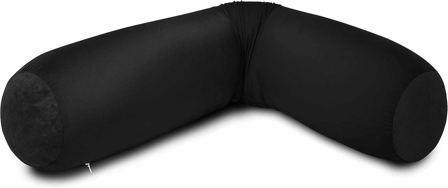 Deluxe Comfort Microbead Body Pillow (47" x 7") – Mooshi Squishy Soft – Prenatal Pregnancy Pillow – Full-Body Side Sleeper – Body Pillow, Black