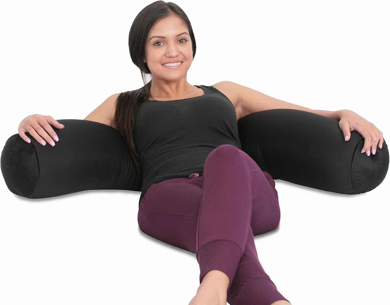 Deluxe Comfort Microbead Body Pillow (47" x 7") – Mooshi Squishy Soft – Prenatal Pregnancy Pillow – Full-Body Side Sleeper – Body Pillow, Black