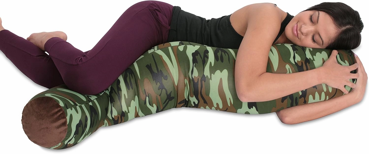 Deluxe Comfort Microbead Body Pillow (47" x 7") - Mooshi Squishy Soft - Prenatal Pregnancy Pillow - Full-Body Side Sleeper - Body Pillow, Camouflage