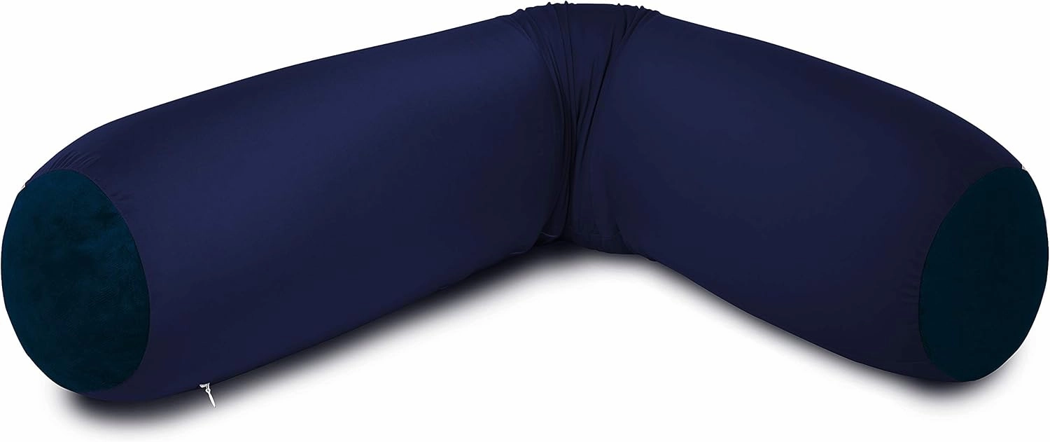 Deluxe Comfort Microbead Body Pillow (47" x 7") - Mooshi Squishy Soft - Prenatal Pregnancy Pillow, Dark Blue