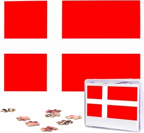 Denmark Danish Flag Puzzles 1000 Pieces Personalized Jigsaw Puzzles for Adults Personalized Picture with Storage Bag Puzzle Wooden Photos Puzzle for Family Home Decor (29.5" x 19.7")