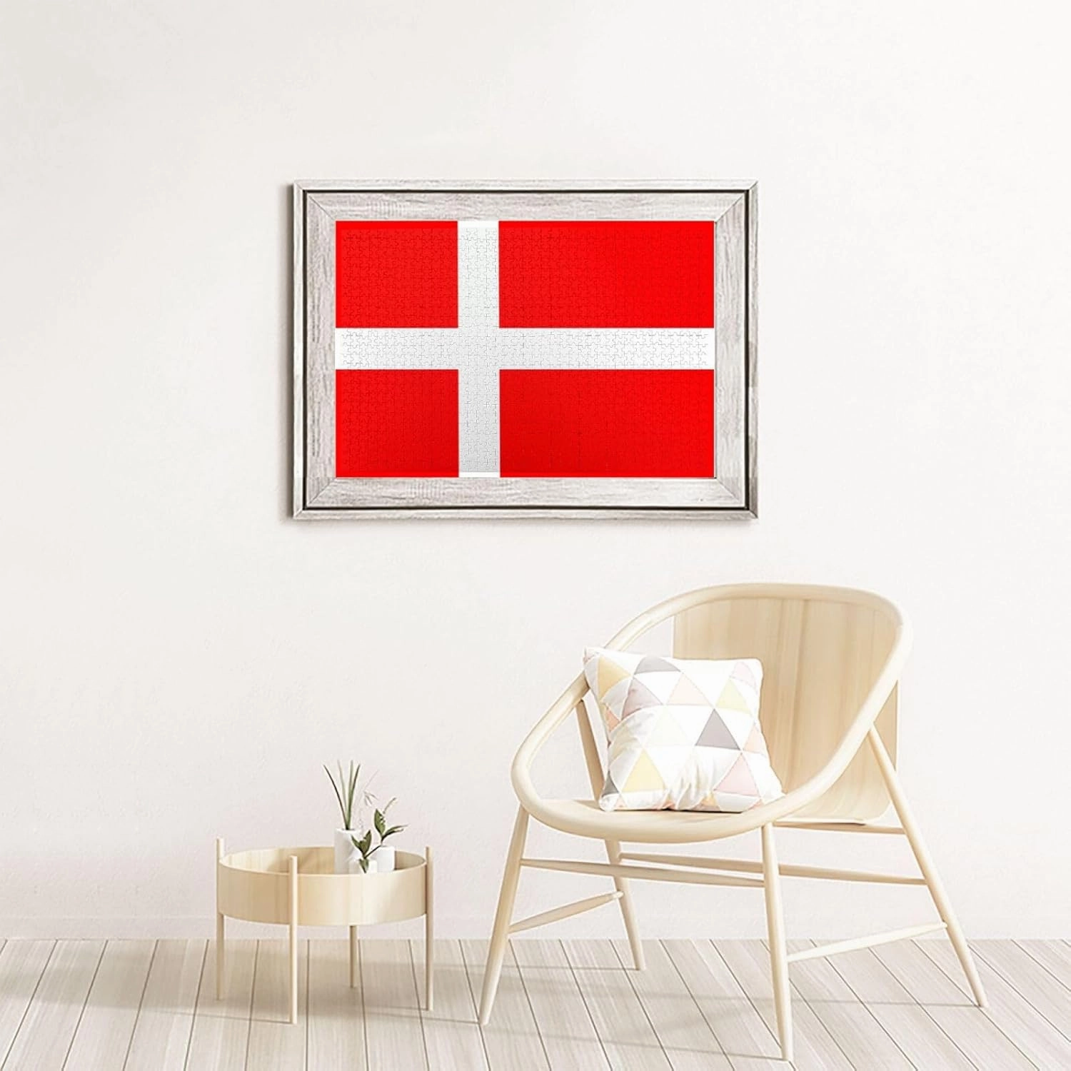 Denmark Danish Flag Puzzles 1000 Pieces Personalized Jigsaw Puzzles for Adults Personalized Picture with Storage Bag Puzzle Wooden Photos Puzzle for Family Home Decor (29.5" x 19.7")