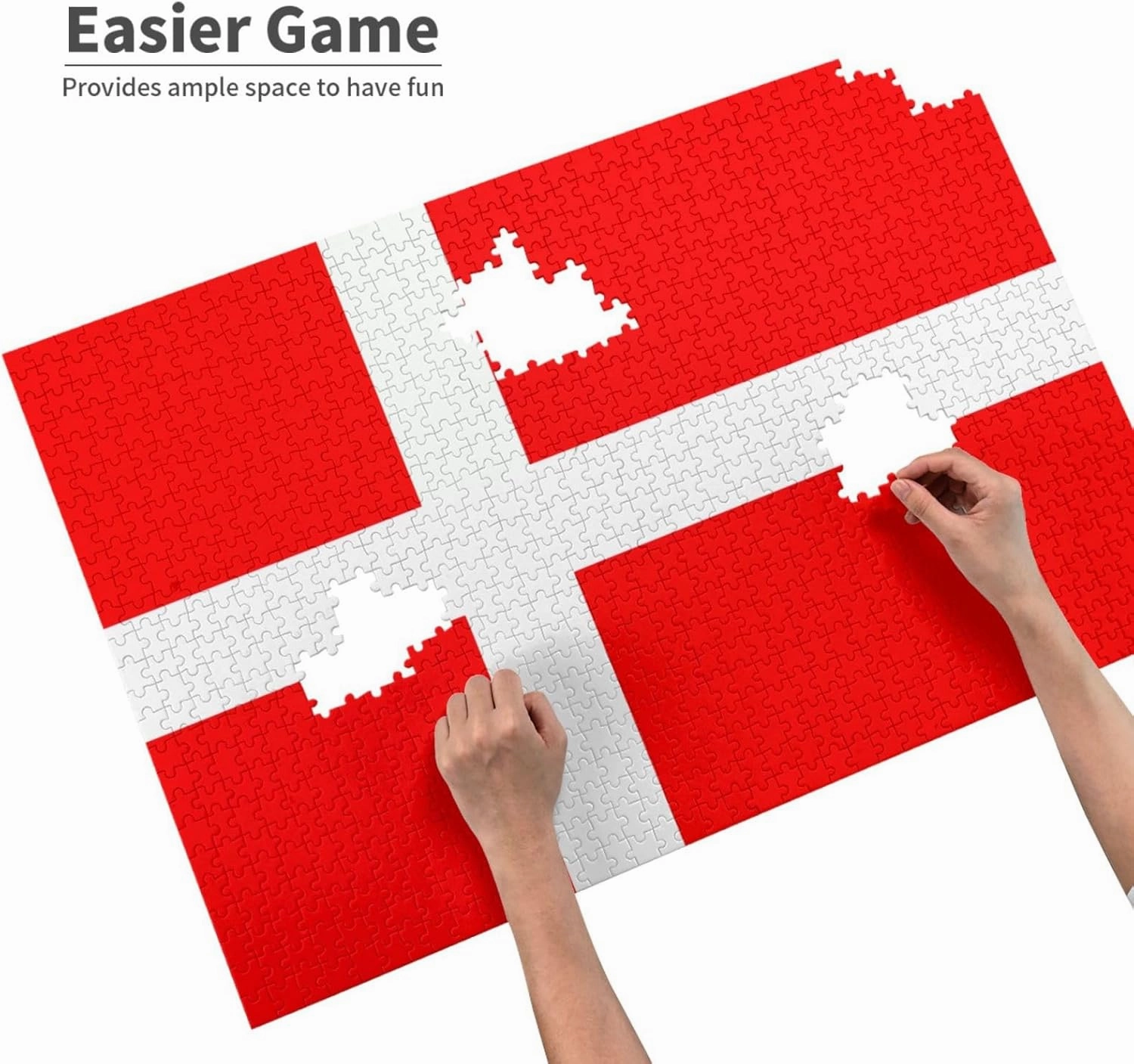 Denmark Danish Flag Puzzles 1000 Pieces Personalized Jigsaw Puzzles for Adults Personalized Picture with Storage Bag Puzzle Wooden Photos Puzzle for Family Home Decor (29.5" x 19.7")