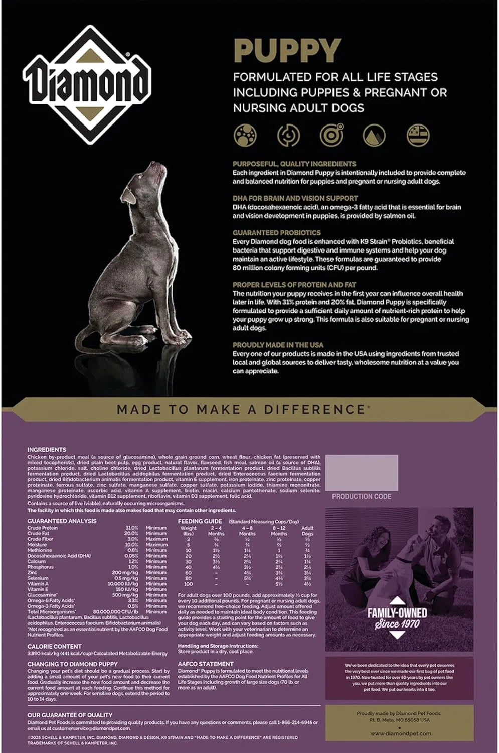 Diamond PREMIUM RECIPE Complete and Balanced Dry Dog Food for Growing Puppies, 40lb