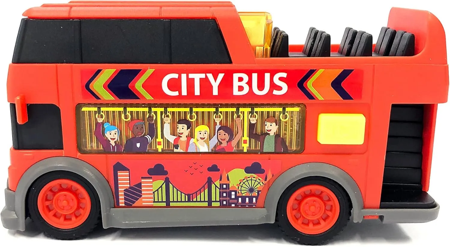 Dickie Toys Convertible Bus Toy 15 cm with Light and Sound, Black