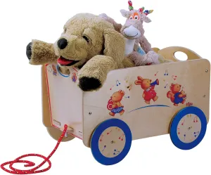 Dida - wooden cart for items and children's toys . Decorative animal musicians . by DIDA