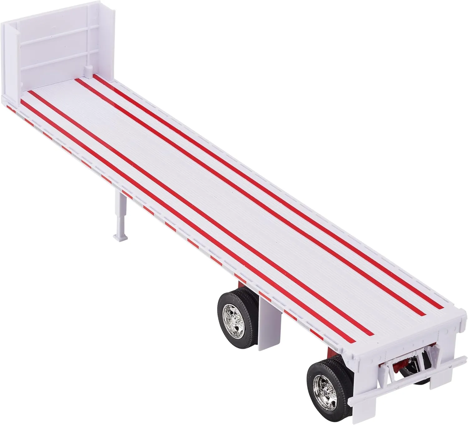 Diecast Model Toy Truck, Red Peterbilt 387 Flatbed Tractor Trailer with 2 Farm Tractors, Opening Doors, Interactive 1:32 Scale