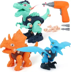 Dinosaur Toys for Kids - Best Birthday Gifts for Boys Ages 3 4 5 6 7 Year Old - STEM Take Apart Building Construction Sets with Electric Drill