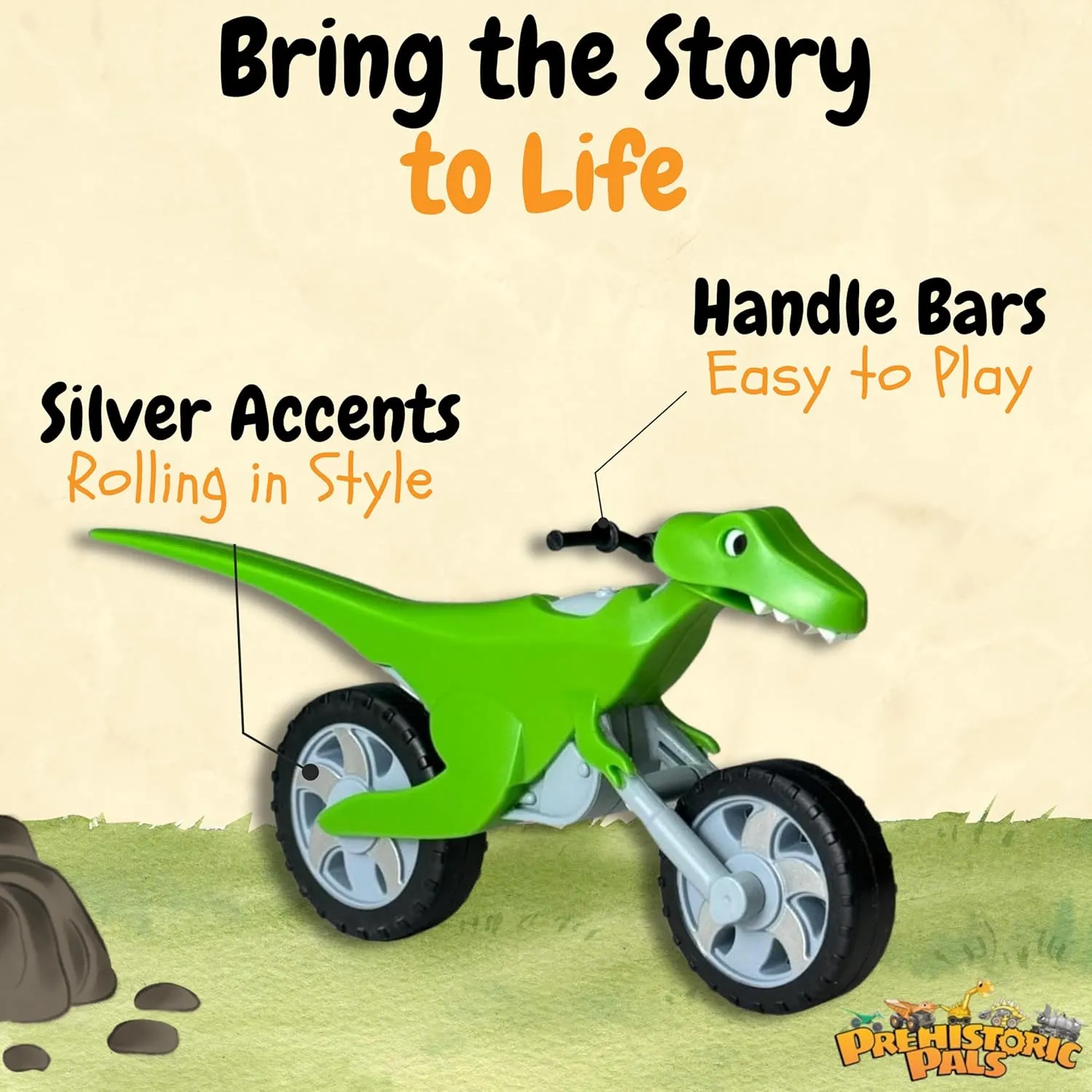 Dinosaur Velociraptor Dirt Bike Toy and Educational Book Gift Set