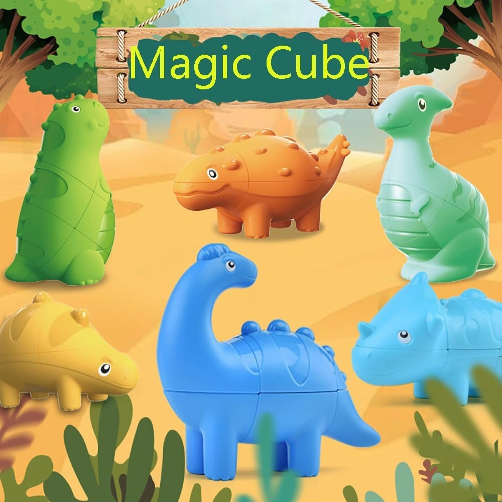 Dinosaur Speed Cubes 2x2x3, 3D Twist Puzzle Magic Fidget Speed Cubes, Stress Relief Fidget Toy Brain Teasers Travel Games for Kids, OrangeRed