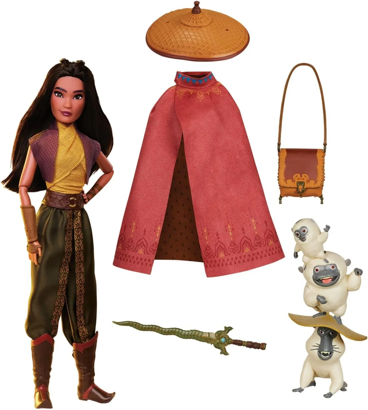 Disney Store Official Raya Princess Story Doll 11 Inches, Includes Coloring Book and Additional Dress, Classic Outfit, Toys for Girls