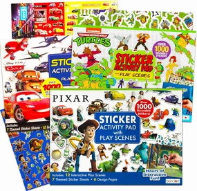 Disney Pixar Sticker Book Set for Kids ~ 3 Pack Giant Sticker Books with Over 3000 Stickers (Featuring TMNT, Disney Cars and More)