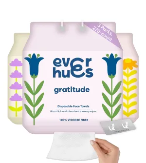 Disposable Face Towels, Makeup Remover Wipes for face, Dry Unscented Makeup Wipes for sensitive skin with free hook for easy hang - 3 pack, 270 count (Multicolor, 270 Count (Pack of 3))