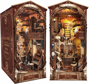 DIY Book Nook Kit - Bookend Diorama with LED - 3D Wooden Puzzle DIY Miniature House Kits - Bookshelf Insert Decor - Booknook Dollhouse Crafts Hobbies Gifts for Adults (Magical World)