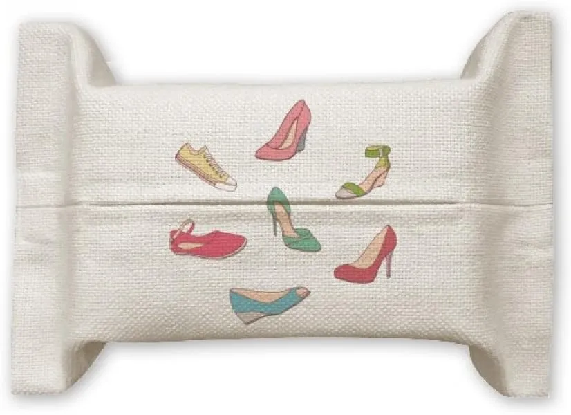 DIYthinker Colorful Cartoon High Heels Shoes Pattern Tissue Paper Cover Holder Cotton Linen Bag