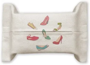 DIYthinker Colorful Cartoon High Heels Shoes Pattern Tissue Paper Cover Holder Cotton Linen Bag