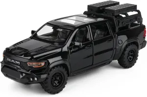 Dodge Mammoth Pickup Truck Simulation car Alloy Toy Tyrannosaurus Rex Model boy Collection Ornament Gift （Black）
