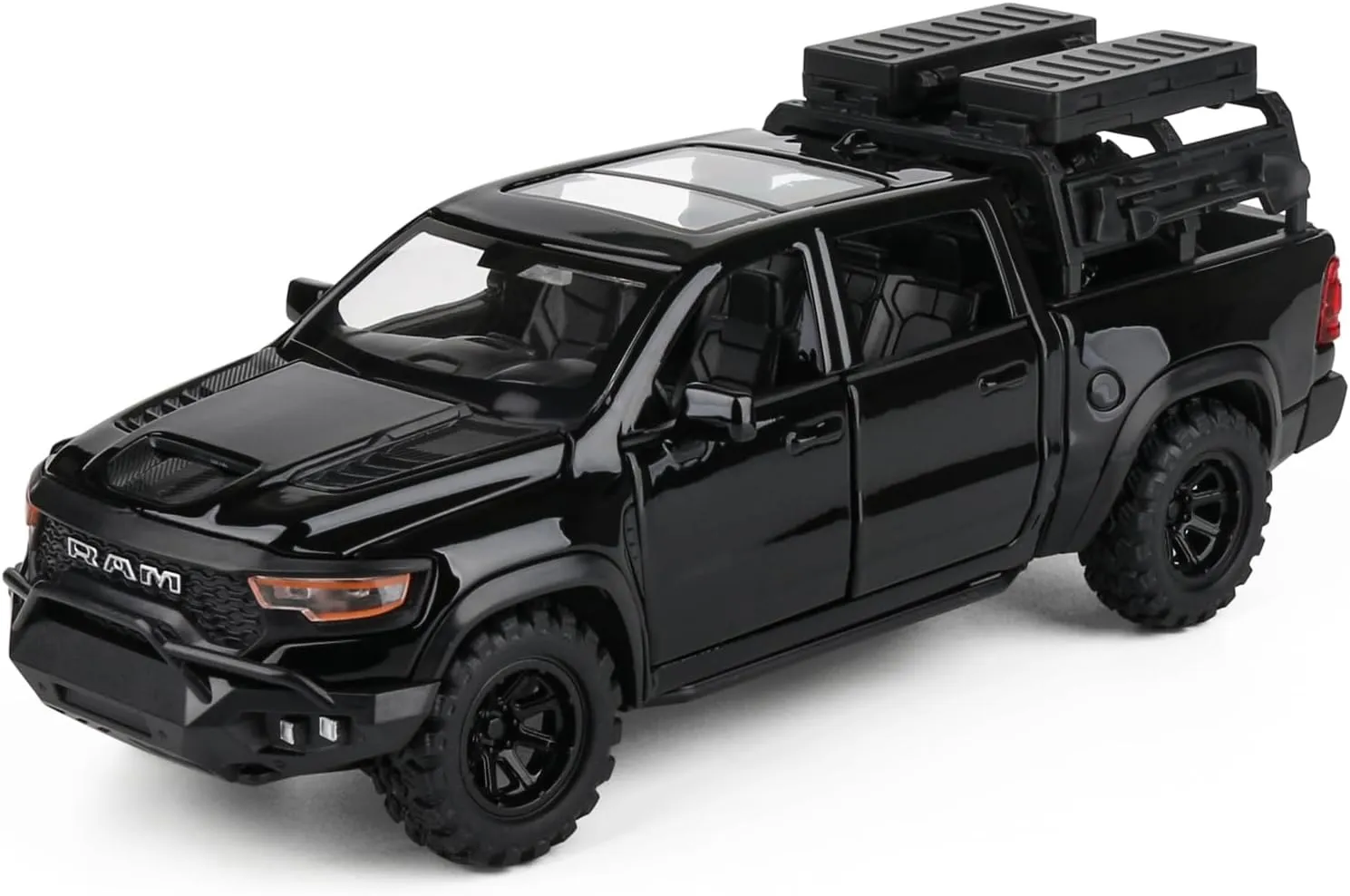 Dodge Mammoth Pickup Truck Simulation car Alloy Toy Tyrannosaurus Rex Model boy Collection Ornament Gift （Black）