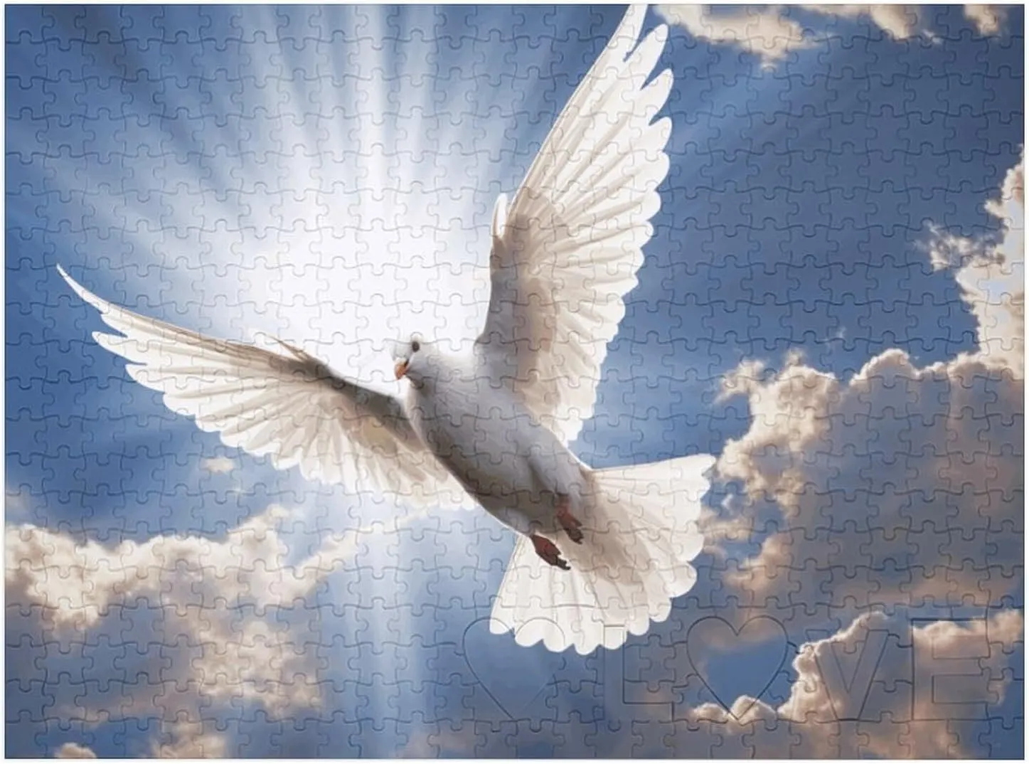 Dove Sky Puzzles 520 Pieces Personalized Jigsaw Puzzles Dove Sky Photo Puzzle Challenging Picture Puzzle for Adults Personaliz Jigsaw with Storage Bag (20.5" X 15")