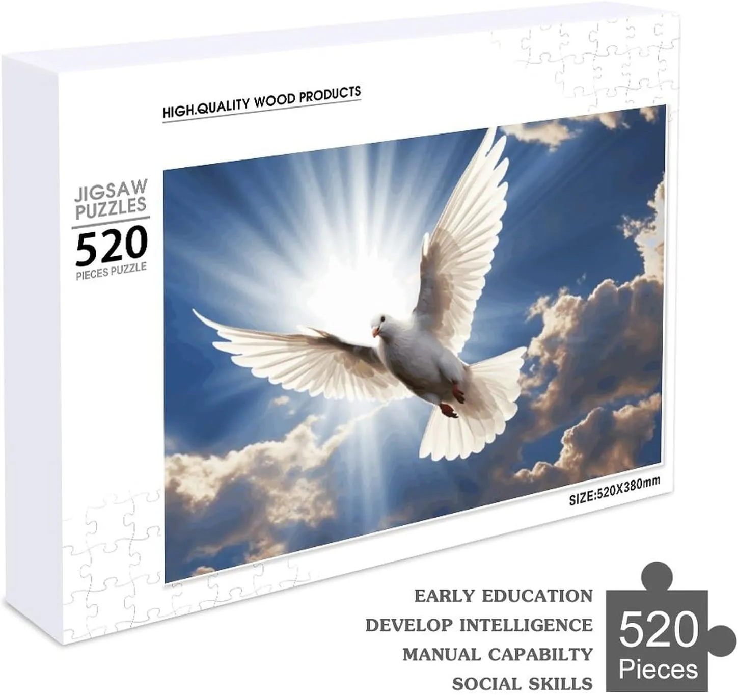 Dove Sky Puzzles 520 Pieces Personalized Jigsaw Puzzles Dove Sky Photo Puzzle Challenging Picture Puzzle for Adults Personaliz Jigsaw with Storage Bag (20.5" X 15")