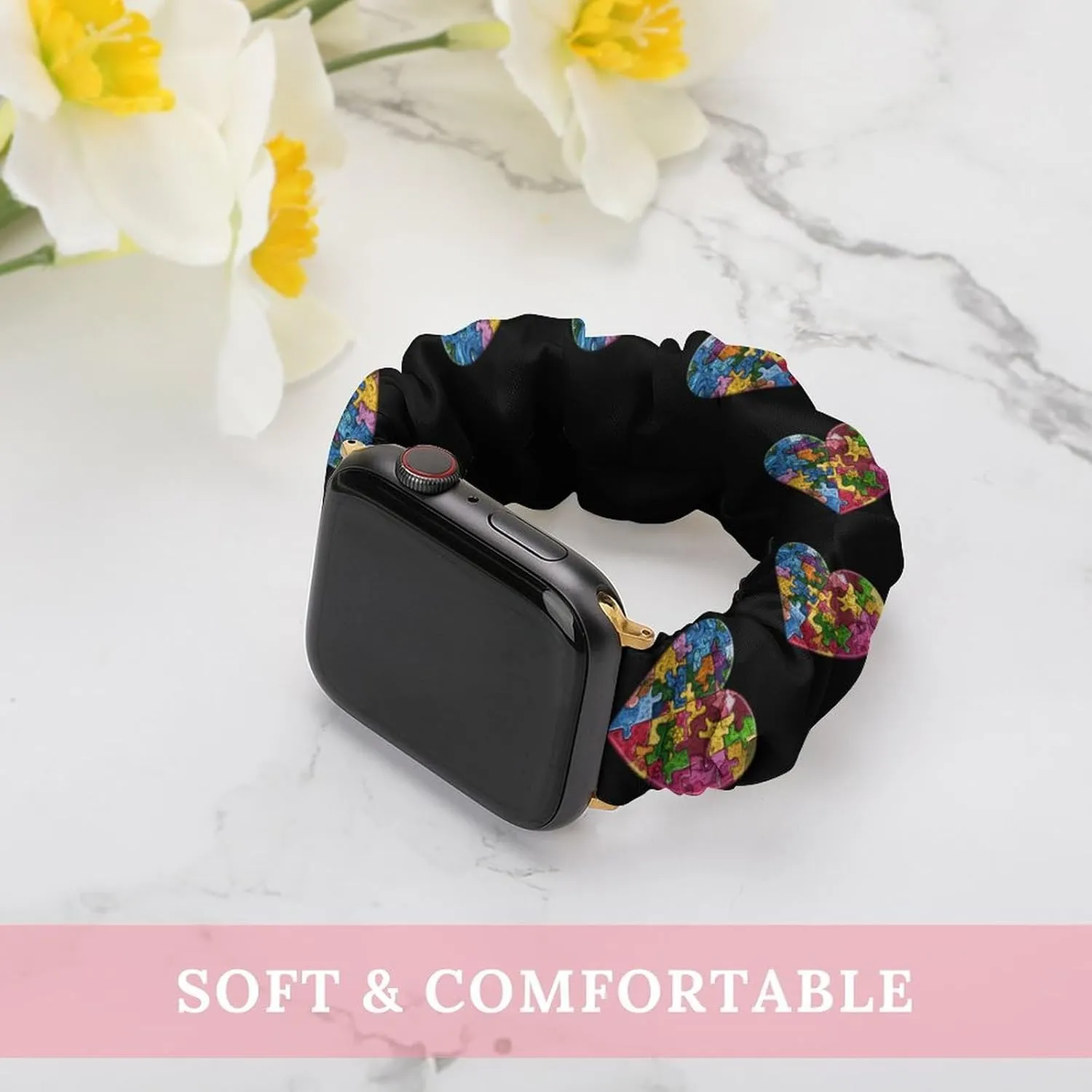 Earth Puzzle Heart Fashion Watch Strap Scrunchies Wristbands Compatible With IWatch Series