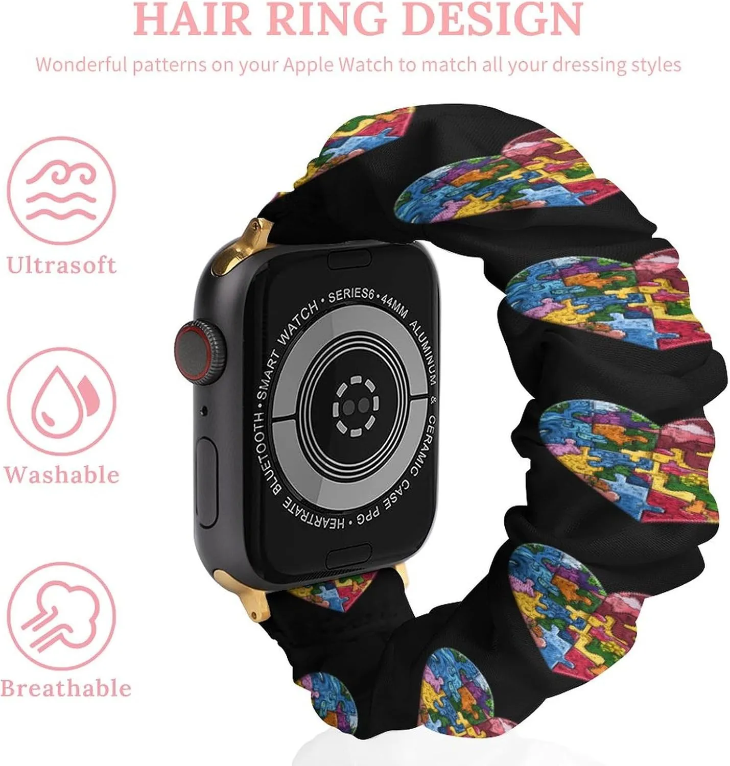 Earth Puzzle Heart Fashion Watch Strap Scrunchies Wristbands Compatible With IWatch Series