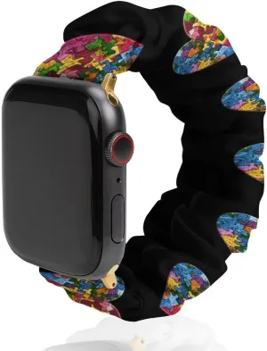 Earth Puzzle Heart Fashion Watch Strap Scrunchies Wristbands Compatible With IWatch Series