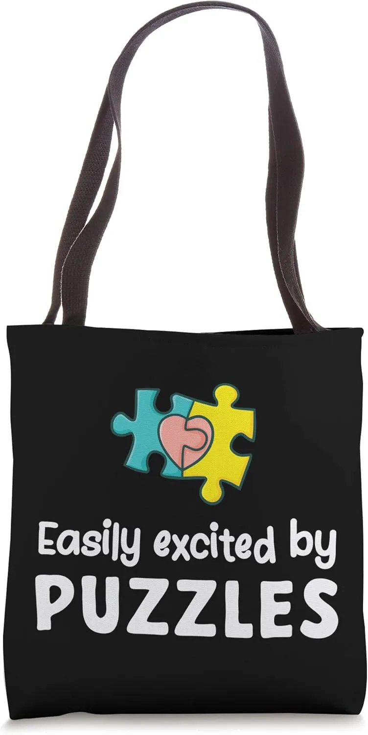 Easily Excited By Puzzles Jigsaw Puzzle Tote Bag