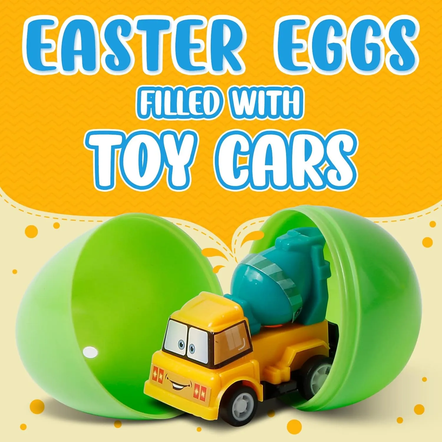 Easter Eggs with Cars Inside - 12 PCS Prefilled Easter Eggs with Pull-Back Toy Cars - Kids Easter Basket Stuffers & Party Favor Toys for Boys and Girls Over Age 3 Years Old