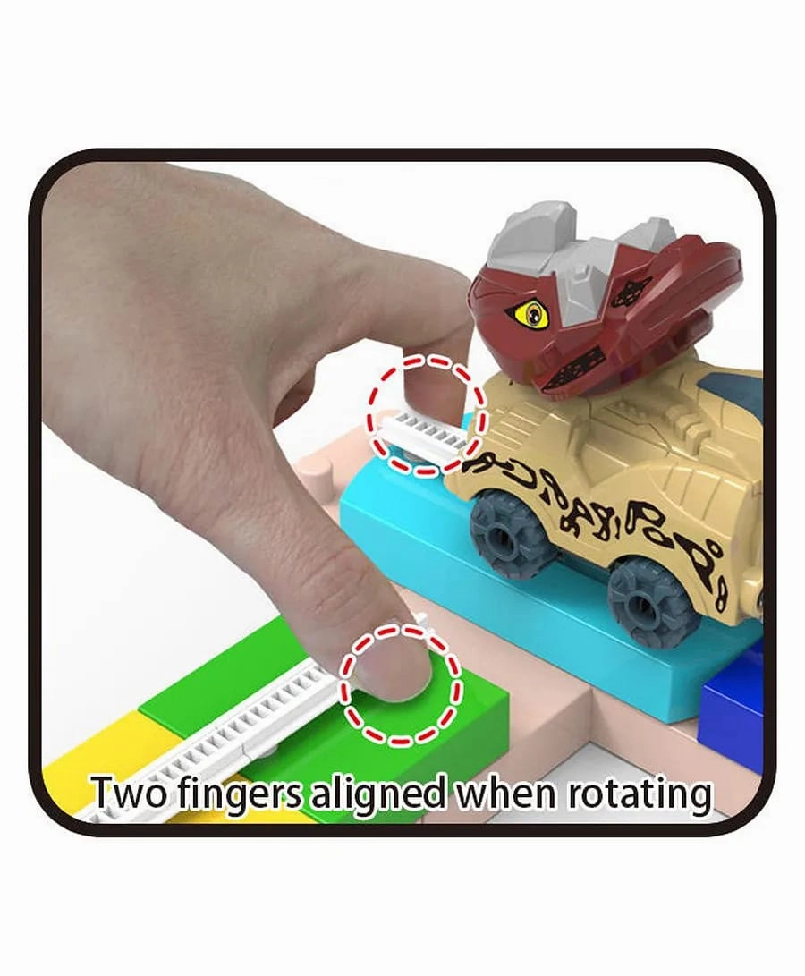 Educational DIY Puzzle Assembly Froebel Building Cube Blocks - Dinosaur Track Sets & Racing Rail Car Slot Toys