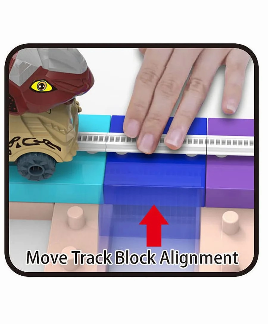 Educational DIY Puzzle Assembly Froebel Building Cube Blocks - Dinosaur Track Sets & Racing Rail Car Slot Toys