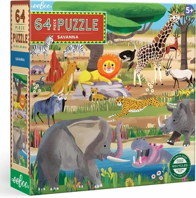 eeBoo: Savanna - 64 Piece Puzzle - 15 x 15 Kids Square Jigsaw, Glossy Pieces, Ages 5 