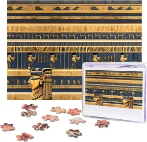 Egyptian Pharaonic Frescoes Puzzles 500 Pieces Personalized Jigsaw Puzzles for Adults Personalized Picture with Storage Bag Puzzle Wooden Photos Puzzle for Family Home Decor (20.4" x 15")